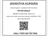 Master’s IT Student – Available for Part-Time Work