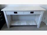 Rustic White Console Hall Table with Drawers
