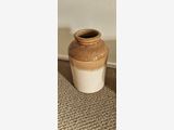 vintage two-tone stoneware storage jar